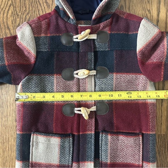 Size 4 / 5 Plaid Peacoat Dress Coat with Hood - Picture 7 of 9